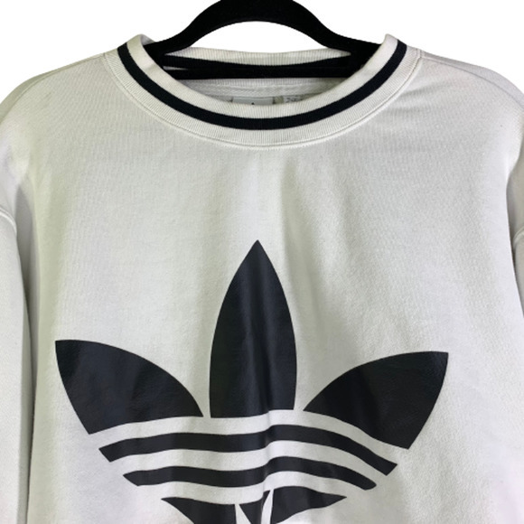 ADIDAS White & Black Bellista Cropped Sweatshirt - Picture 3 of 14